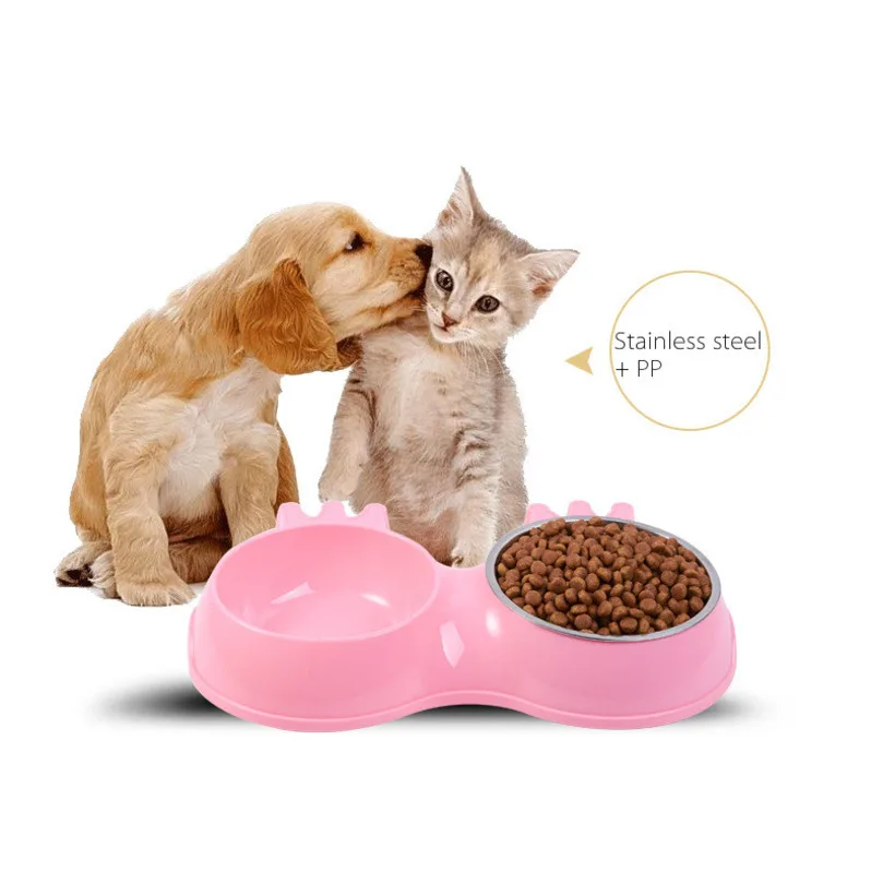 Новая собака кошка Двойные Чаши Пластик нержавеющая сталь дорожное следование