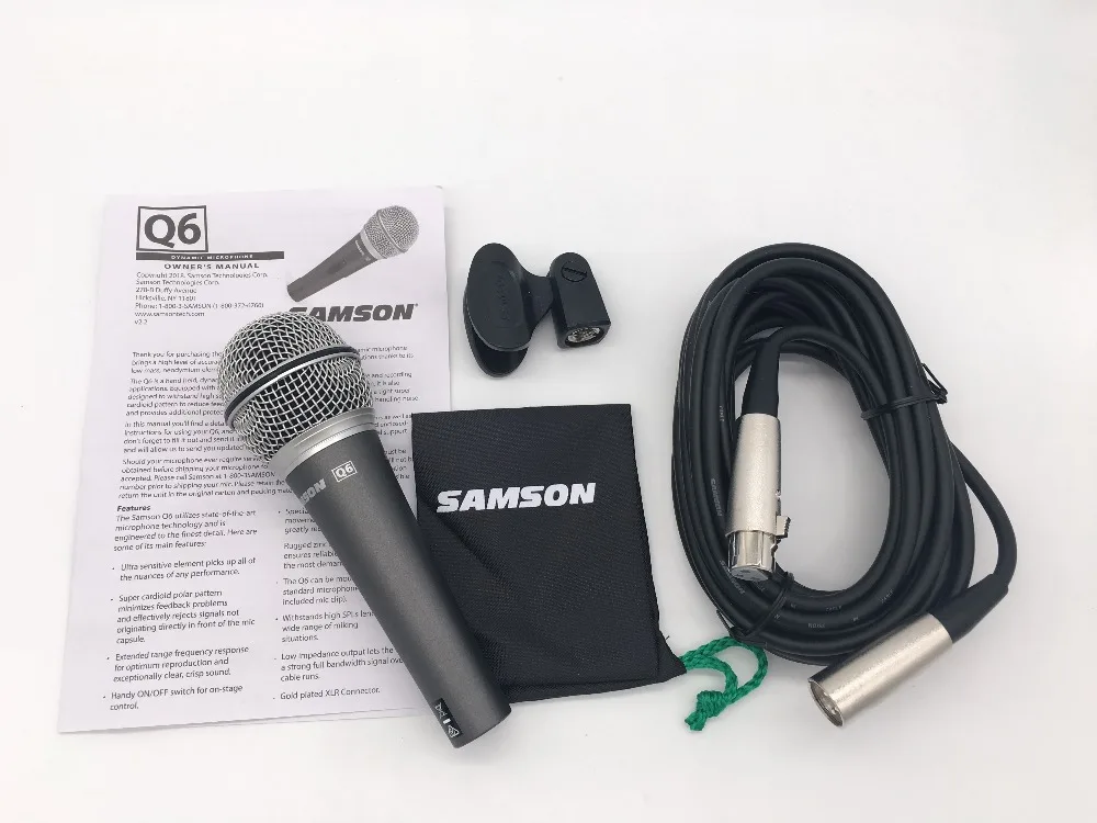 Samson Q6 Портативный динамический микрофон профессиональный вокальный инструмент звукосниматель микрофон живой пение Компьютер караоке запись