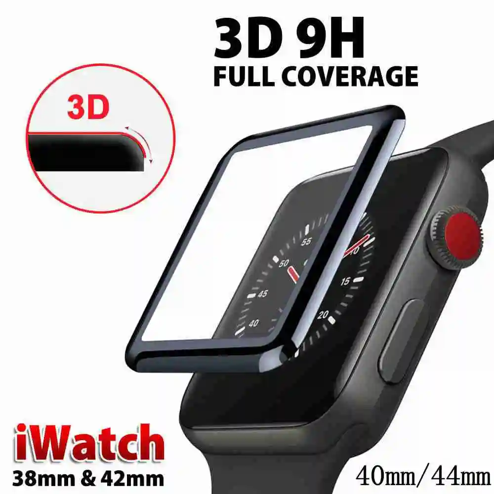 3D закаленное Стекло для наручных часов Apple Watch Series 5/4/3/2/1 Экран защитная плёнка НУА