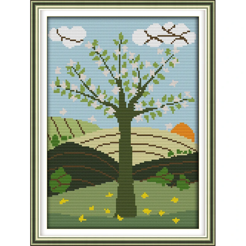 Всесезонные пейзажи весна лето осень зима Счетный крест 11CT 14CT Хлопок Вышивка