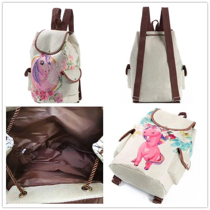 Miyahouse Мода Мультфильм Единорог печатных полотняные рюкзачки женский Drawstring дизайн школьные ранцы для подростков обувь девочек путешествия рюкзак
