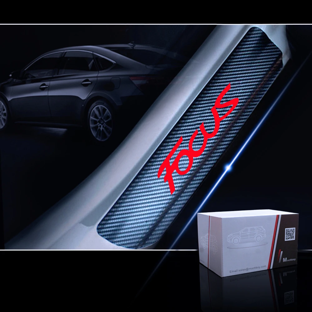 Защита порога для Ford Focus 4D Наклейка из углеродного волокна входной двери Накладка