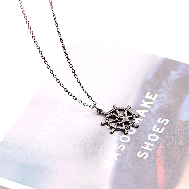 rudder black helm necklace 100% 925 Sterling silver nacklace Jewellery Clavicle chain pendant charms | Украшения и аксессуары