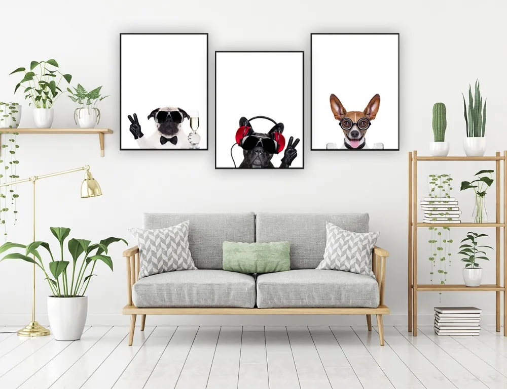 Комплект из 3 предметов живопись с изображением собак современный животное