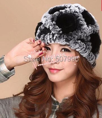 Шапка из меха кролика Рекс осенняя и зимняя шапка натурального кроличьего