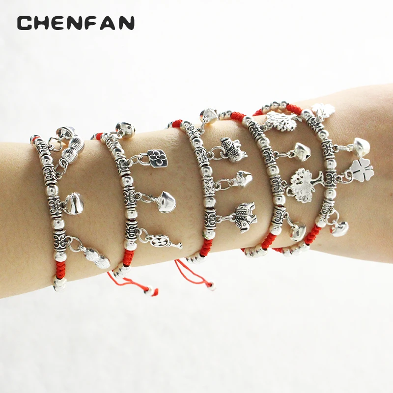 CHENFAN, мужской браслет, Красная Нить, браслет, колокольчик, подвеска, красная веревка, ручная работа, плетеный браслет для женщин, ювелирные изделия, подарки для женщин