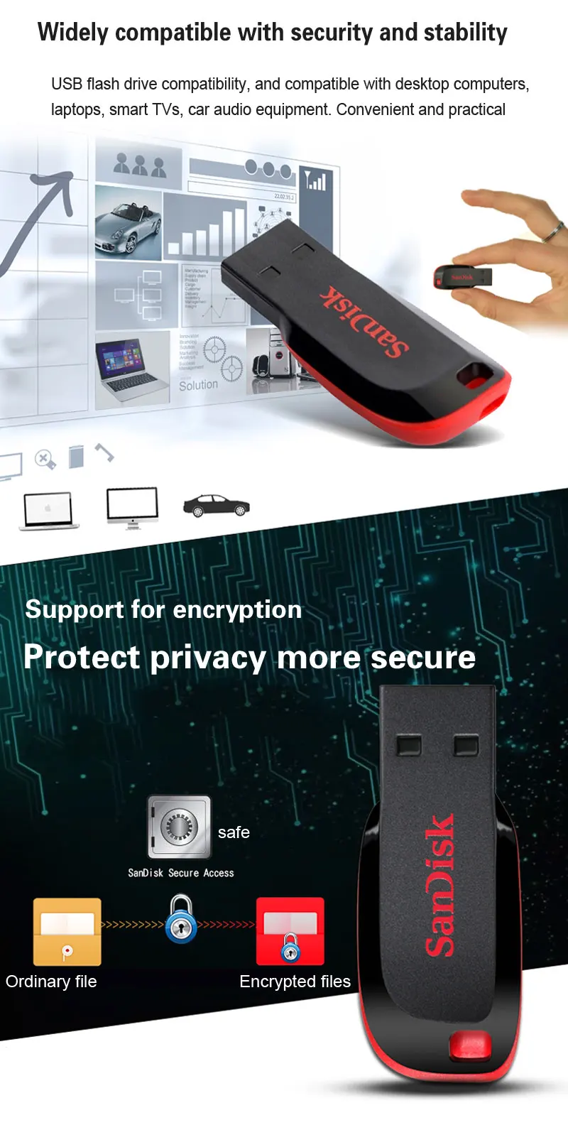 SanDisk USB флеш-накопитель 128 ГБ мини-накопитель 64 ГБ Флешка 32 ГБ флеш-диск USB 2,0 16 Гб карта памяти 8 Гб USB диск