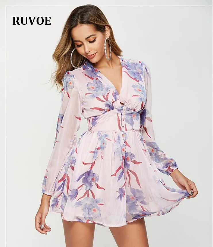 Женский шифоновый короткий комбинезон с цветочным принтом летний элегантный