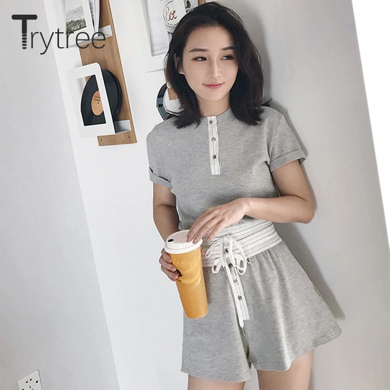 Женский комплект из двух предметов Trytree повседневный топ на завязках с o образной