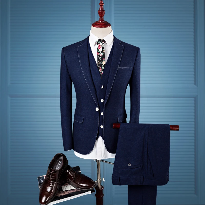 (Пиджак + жилет брюки) 2017 Новый стиль мужской высококачественный пиджак делового