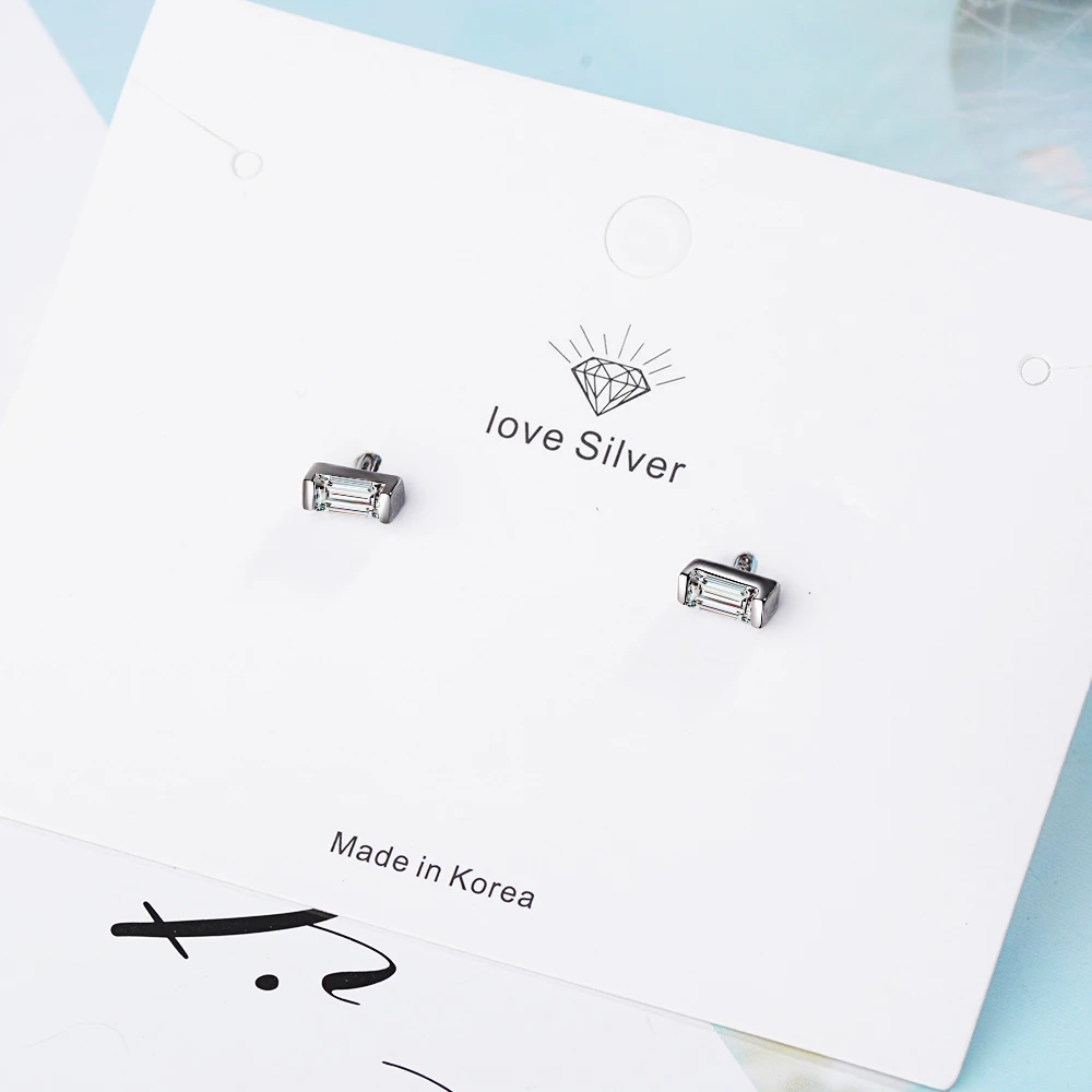

MEYRROYU 925 Sterling Silver Japanese and Korean Style Fashion Black Square Zircon Earrings Simple Ladies Hook Earrings Jewelry