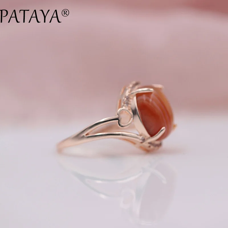 Женские кольца PATAYA из белого кубического циркония с ониксом розового золота 585