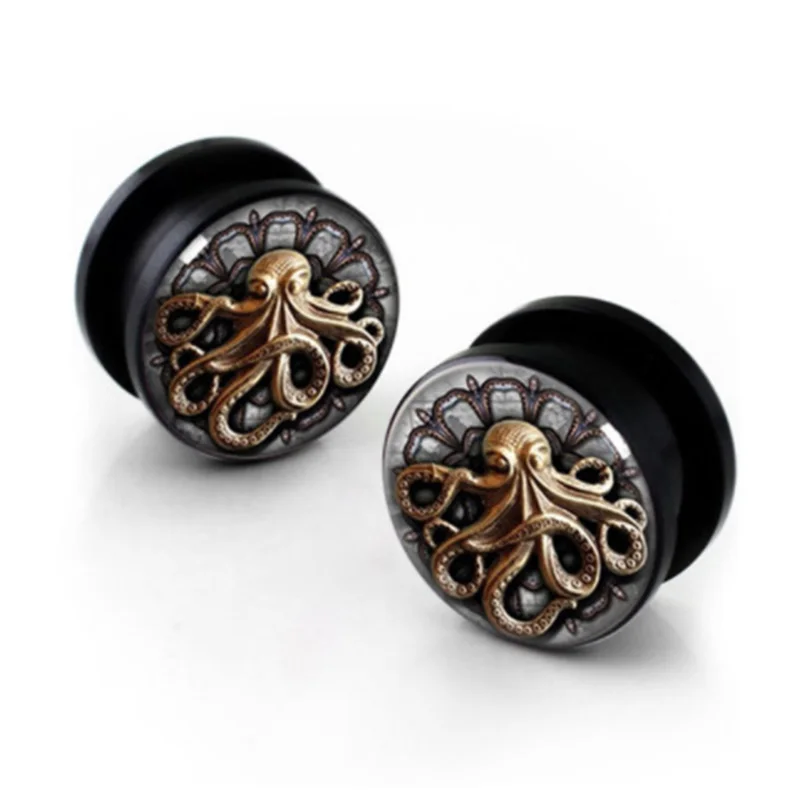 2 шт унисекс акриловые лого осьминога беруши Туннели перегородка винт расширения