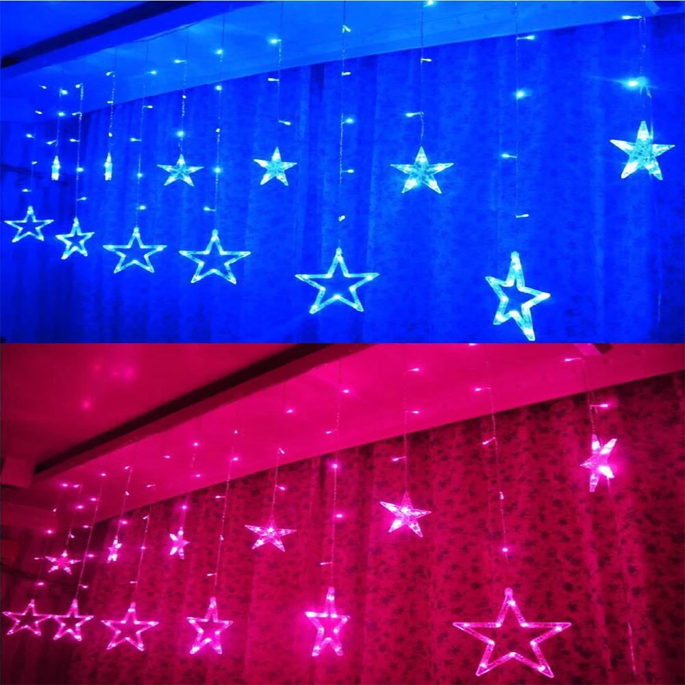 138 светодиодов Светодиодная лента со льдом большие звезды сказочные огни