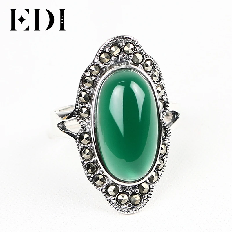 EDI Стерлингового Серебра 925 Природный Полудрагоценный Камень Старинные Кольца