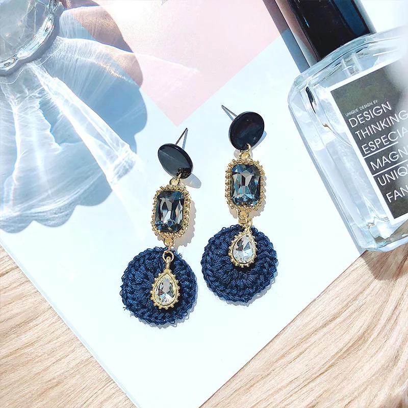 2018 Новое поступление корейской синий шерстяной Для женщин Длинные висячие