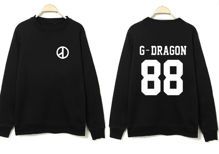 Kpop мужская и женская толстовка с круглым вырезом надписью bigbang черный топ