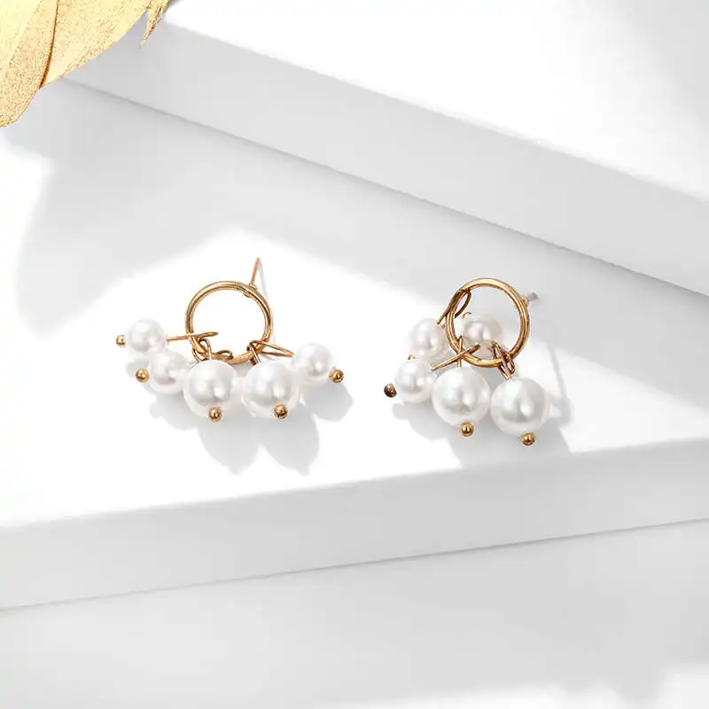 Женские серьги гвоздики в Корейском стиле с имитацией круглой формы милый