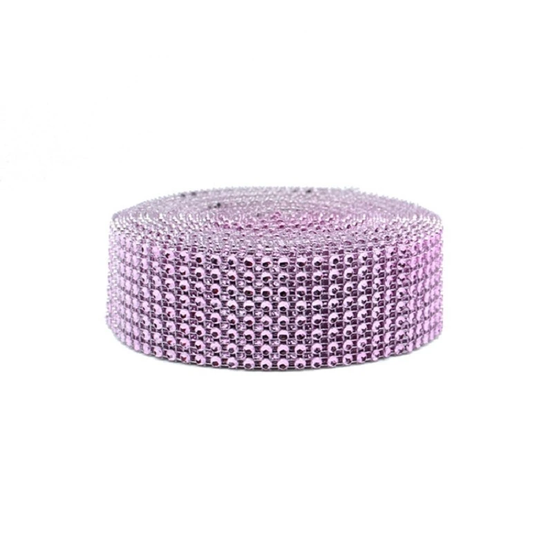 light purple 2 ярда 4 см золото серебро DIY Алмазная сетка Стразы обертывание s Лента Хрустальная отделка в рулонах блестящая сетка обертывание для свадебного украшения цветов - Цвет: light purple