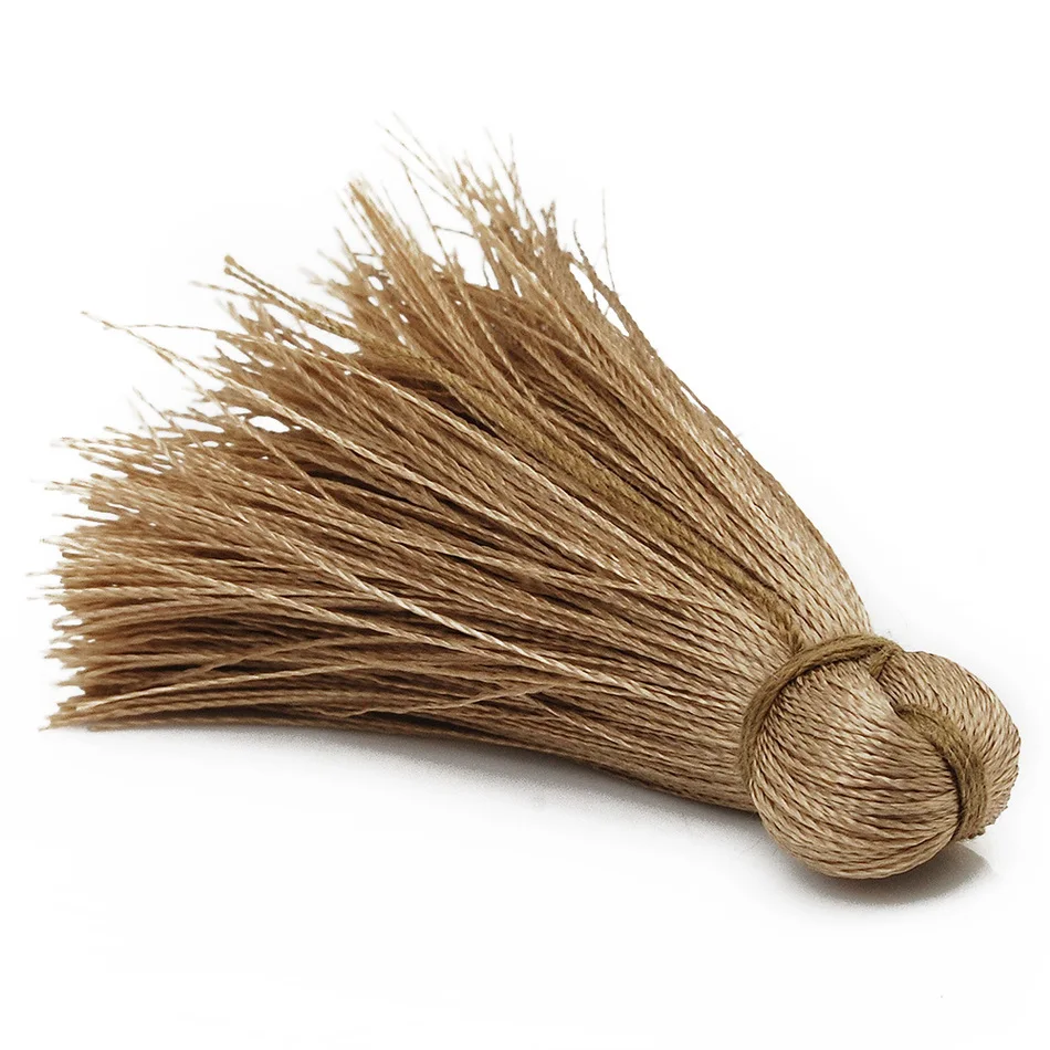 

20pcs Solid Khaki Silky Fringe Decorative Tassels Rayon Tassels Accessories For Jewelry Garment Curtain DIY Craft, 4 cm-10055861