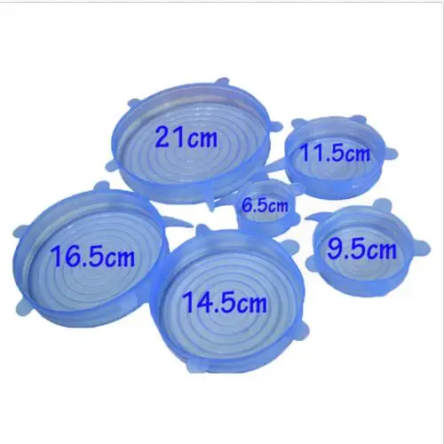 

Dropshipping 6pcs/set Silicone Lids Durable Reusable Food Save Cover Heat Resisting Fits All Sizes and Shapes of Containers