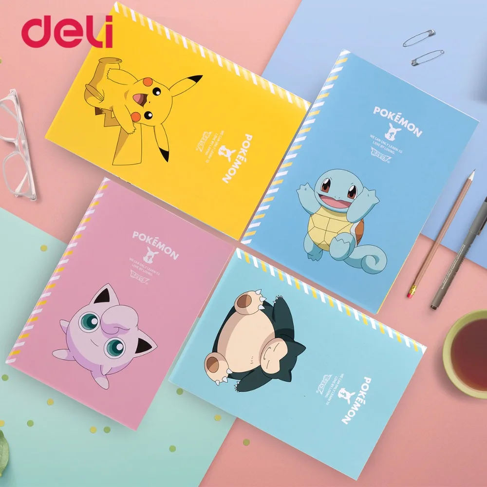 Deli pokemon сшитый переплет записная книжка бумажный Милый Пикачу четырехцветный