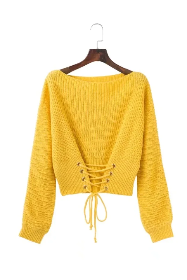 fashion spring new women's sweater lace waist thin pullover bottoming | Женская одежда