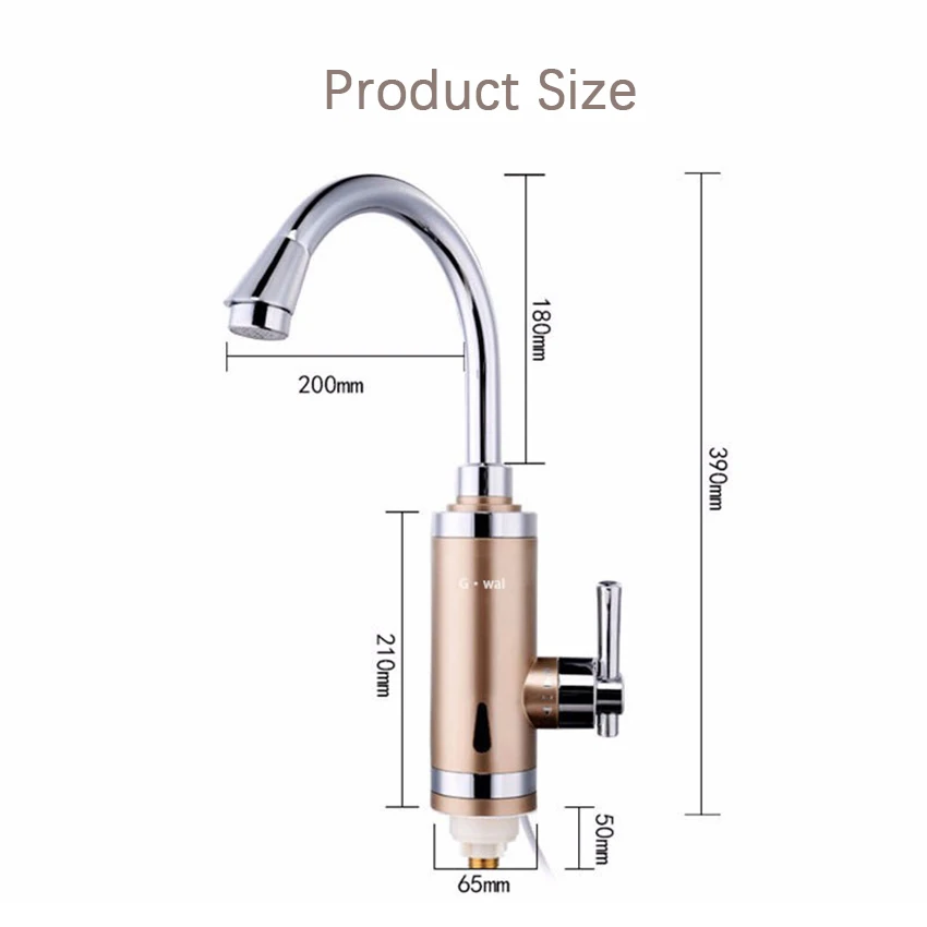 

GWAI Instant Electric Heating Tap Water Faucet Heater One Handle With LCD Temperature Display Hot Water Faucet Side Inlet Pipe