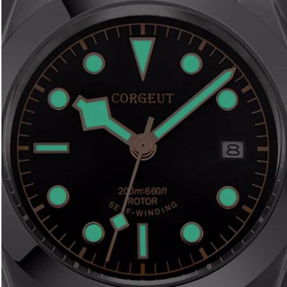 Часы мужские механические с сапфировым стеклом и кожаным ремешком | Наручные