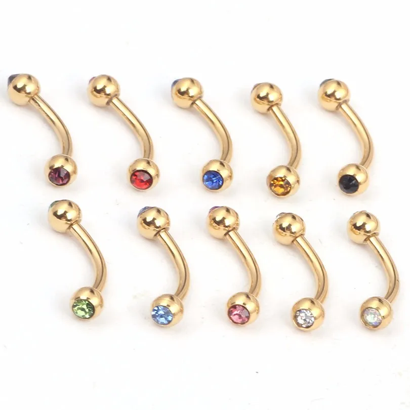 Zldyou 2 шт. 16 г для бровей Пирсинг мяч банан брови кольцо Labret бары гипоаллергенного хирургического Сталь Средства ухода за кожей пирсинг украшения