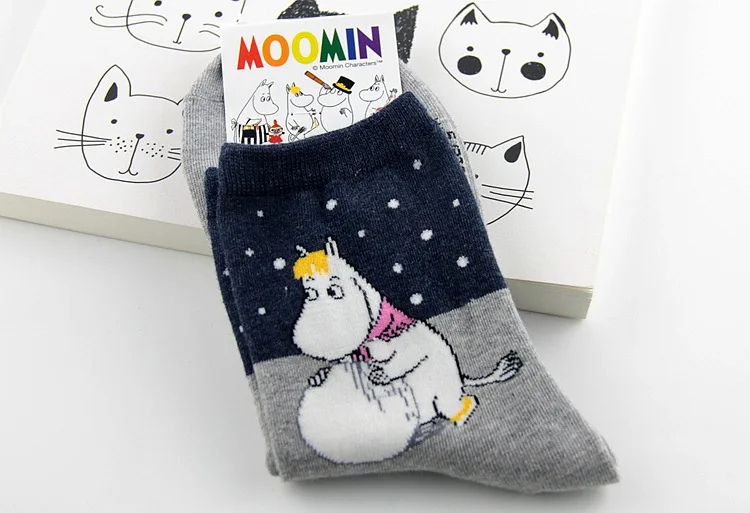 Moomin Valley/милые носки для косплея с героями мультфильмов модные смешные носки Харадзюку Cortas De Mujer; сезон весна-лето; розовые короткие носки