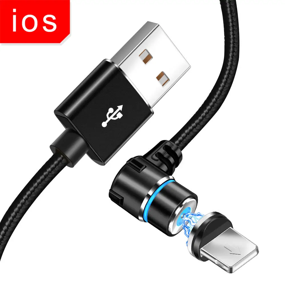 Black ISO Магнитный кабель OLAF для быстрой зарядки 90 градусов Type C Micro USB для Iphone 7 X XS Max для Redmi Note 7 Mi 8 для Huawei P20 lite pro - Цвет: Black ISO