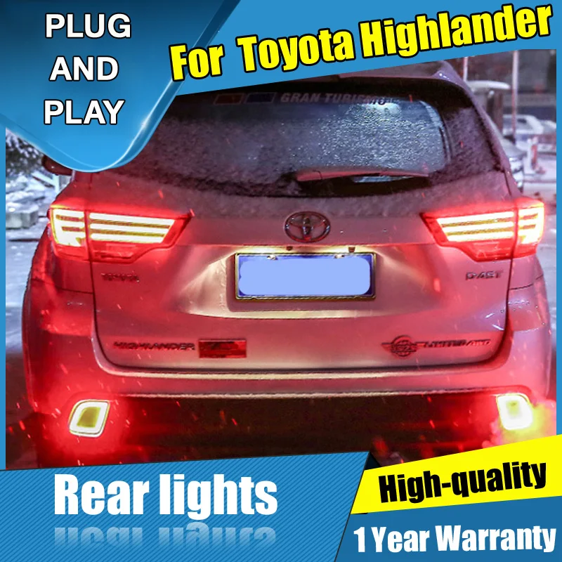 4PCS Car Styling for Toyota Highlander Taillights 2014-2018 LED Tail Lamp+Turn Signal+Brake+Reverse light | Автомобили и