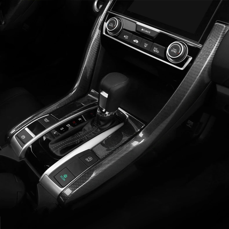 

Carbon Fiber Gear Box Panel Cover Dashboard Panel Internal Gear Side Moulding Cover Trim LHD For Honda Civic 10th 2016 2017 2018