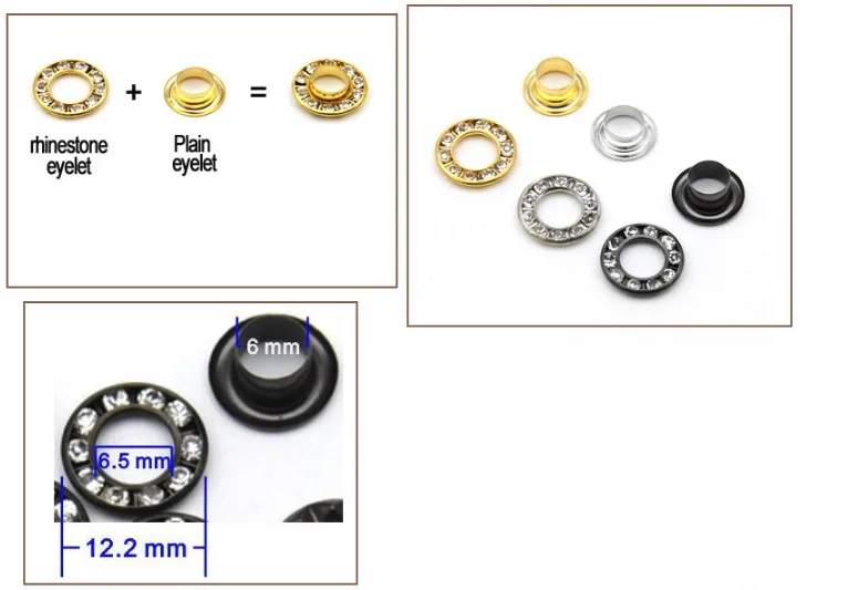 1 Набор ручной пресс для ушных проушин + 60 наборов 3 цвета внутренний размер 6 мм