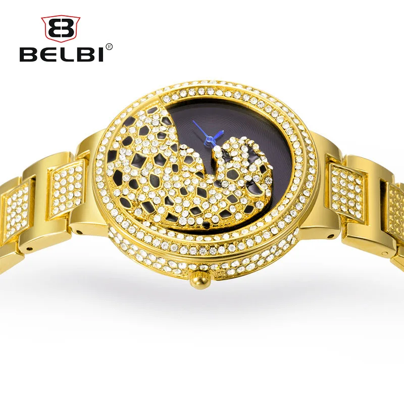 Роскошные Брендовые женские наручные часы AAA BELBI модные кварцевые с леопардовым