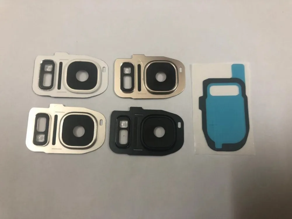Для samsung Galaxy S7 G930F S7 Edge G935F Корпус Задняя крышка объектива камеры стеклянная крышка с кольцом для камеры металлический держатель с наклейкой