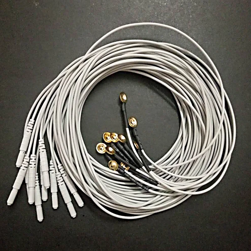 10pcs EEG Copper Cap Electrode, Din 1.5mm female plug for sleep brain EEG cable, 1.5m