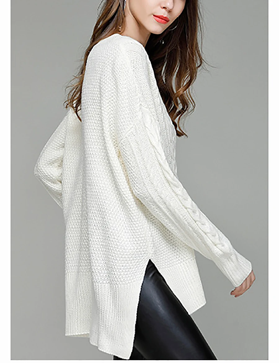 Casual computer knitted V-Neck full sleeve Solid color regular pullovers sweater for women | Женская одежда