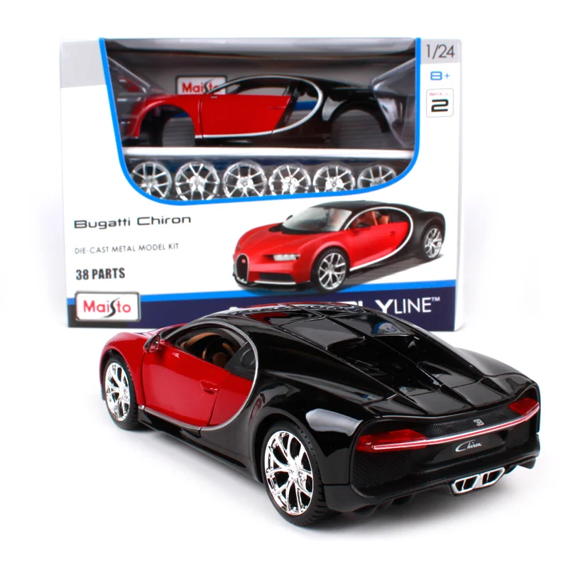 Maisto 1:24 bugatti chiron assembly line red car diecast model kit 38 деталей модель автомобиля mannal подарок для