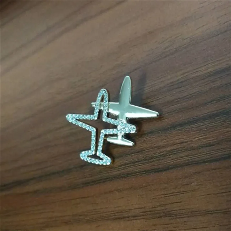 Модные нашивки, авиационные стразы, двойной самолет, брошь, ювелирные изделия, эмаль, булавка для рубашки, джинсовый воротник, нагрудные значки на рюкзаке, подарки - Окраска металла: metal