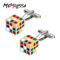 memolissa fashion enamel superhero metal knots magic cube design cufflinks for men 1 pair crazy promotion cuff links hot sale