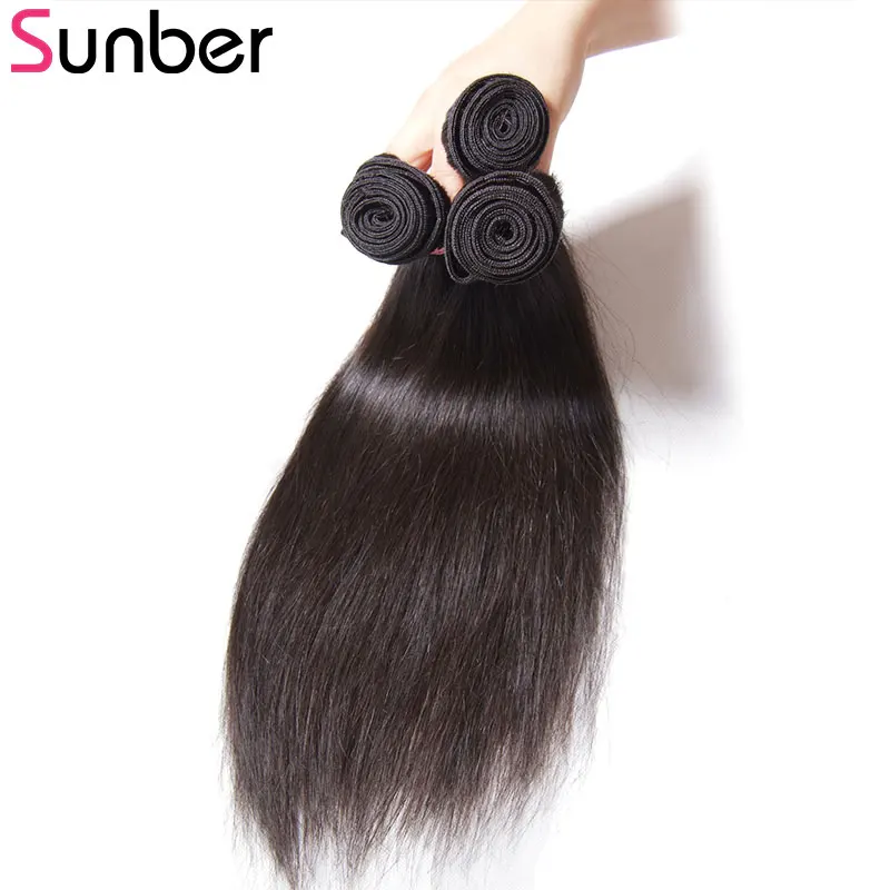 SUNBER волосы малазийские прямые 3 пучка натуральные шиньоны remy 100 г/шт. двойной уток