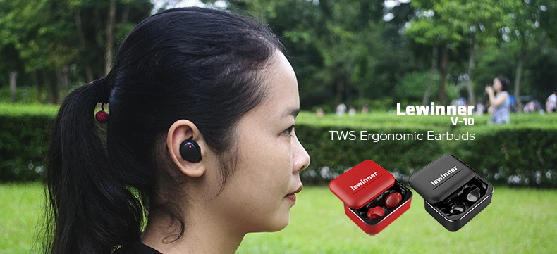 Lewinner V10 беспроводные TWS Bluetooth 5,0 наушники 3D стерео HiFi спортивные наушники Музыкальная гарнитура с зарядным устройством
