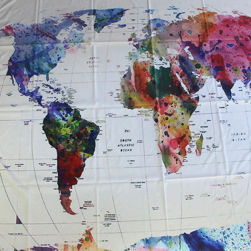 fokusent World Map Indian Tapestry Hippie Wall Hanging Tapestries Boho Bedspread Beach Towel Yoga Mat Blanket Table Cloth | Дом и сад