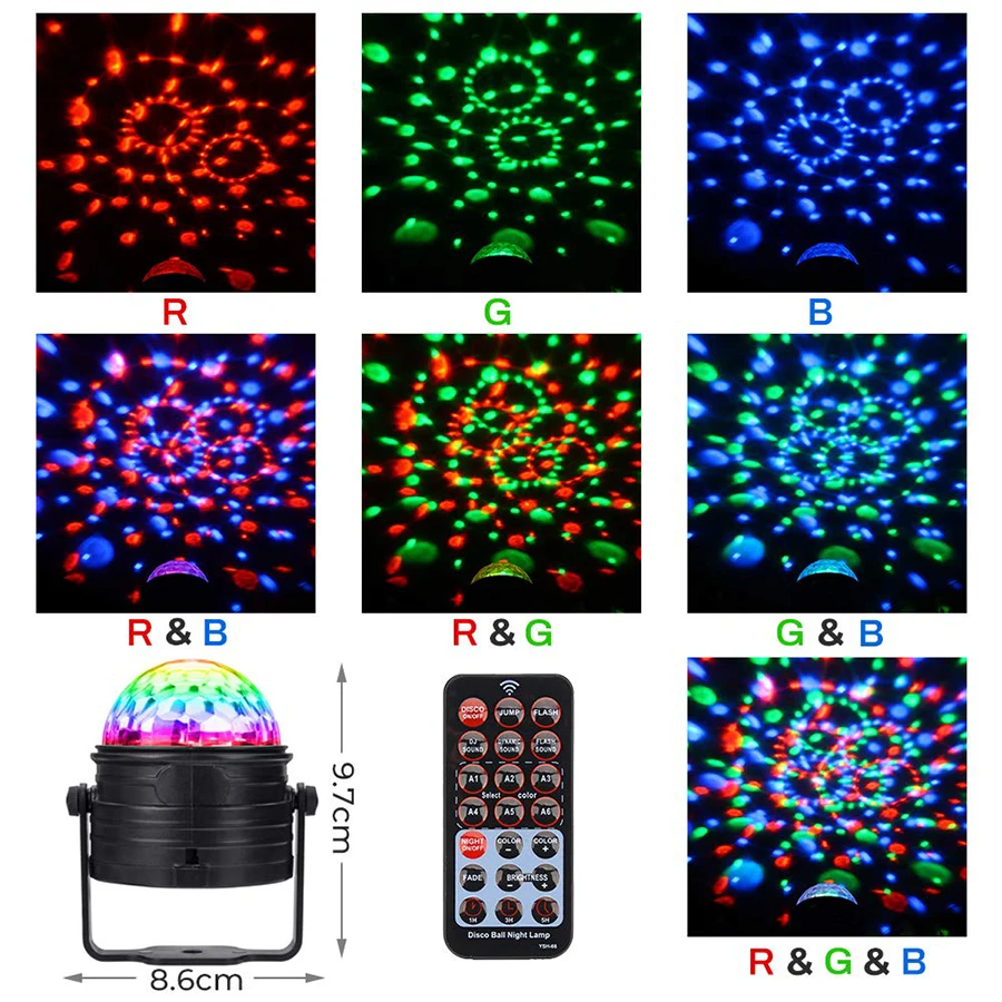 6 Вт RGB звук активированный Вращающийся Диско-Шар вечерние ночные огни Звездный Душ Светодиодный сценический стробоскопический источник света огни для рождества дома KTV Декор
