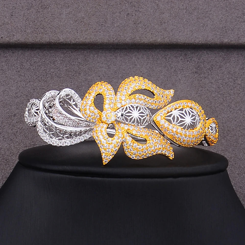 GODKI Luxury Trendy Flowers Nigerian Jewelry sets For Women Wedding Cubic Zircon CZ Dubai Gold Bridal Jewelry Set