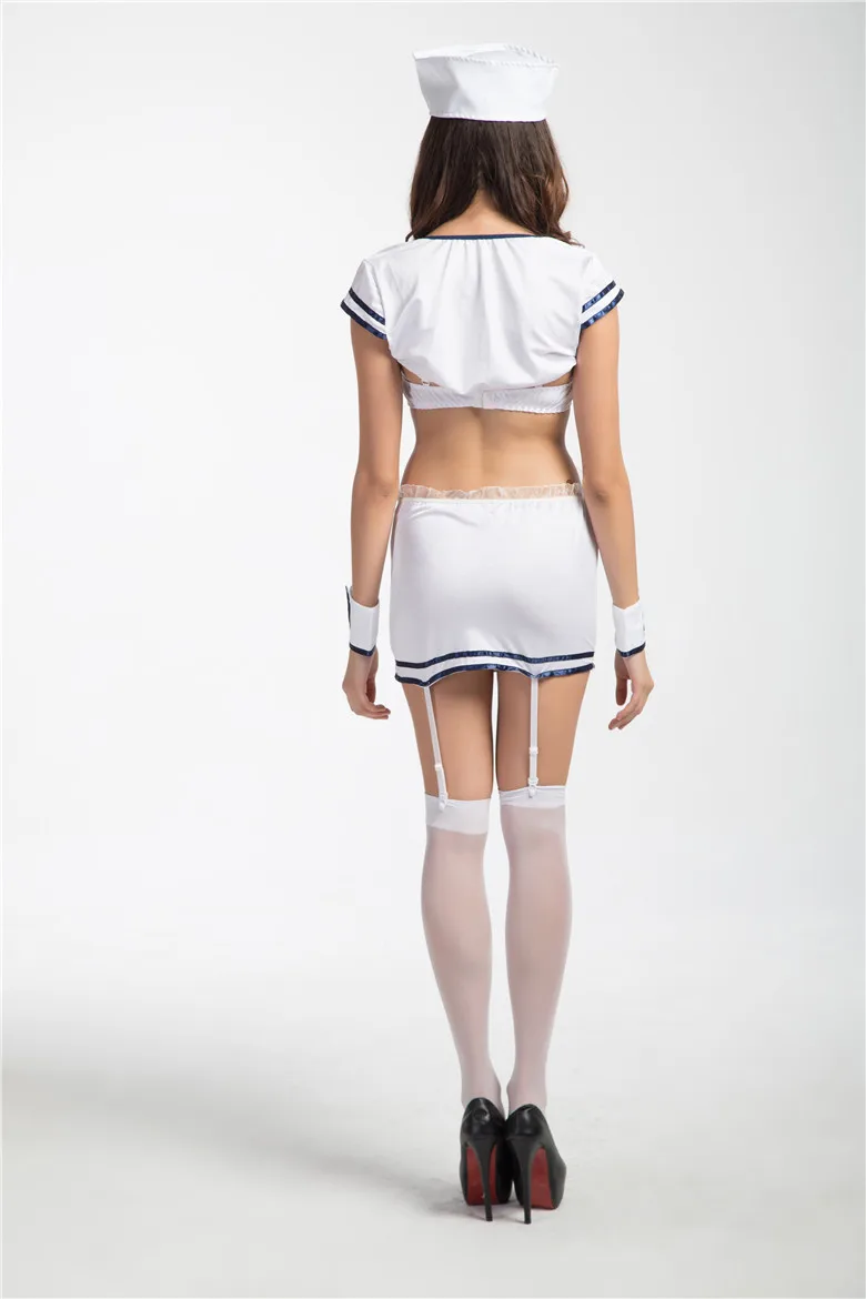 

Women Adult Sexy Navy CostumesHalloween Masquerade White Sailor Navy Outfit Europe Stage Role Play Disfraces