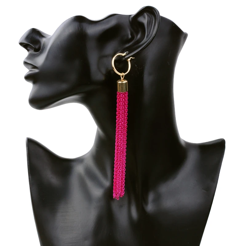 Горячая Распродажа простые Стильные длинные массивные серьги с цепочкой и