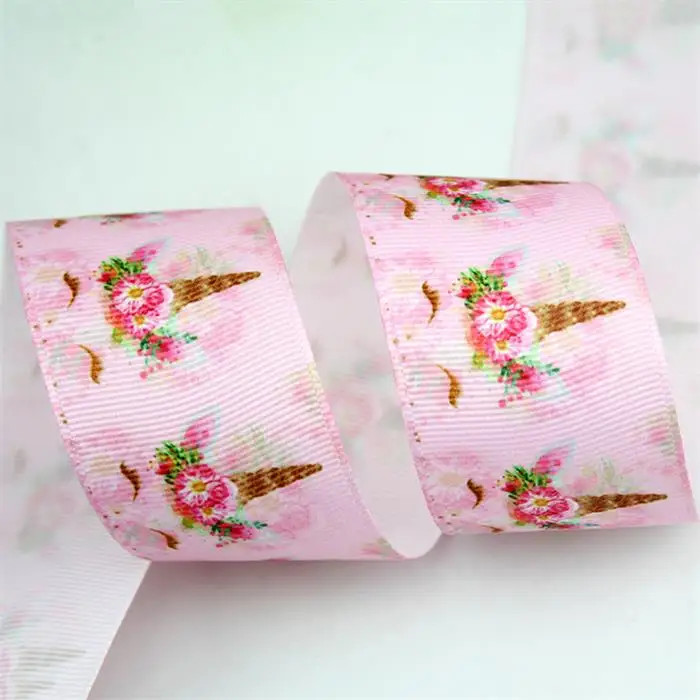 unicorn ribbon 38mm Розовая полоса мультфильм Единорог цветок напечатанный grosgrain лента 38 мм свадебное украшение ленты для самодельные Луки Лента для поделок - Цвет: unicorn ribbon 38mm